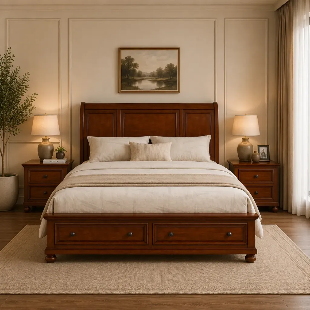 Double Bed  - Jovia (NT01 - Natural, No Storage, King Size  78" x 72")
