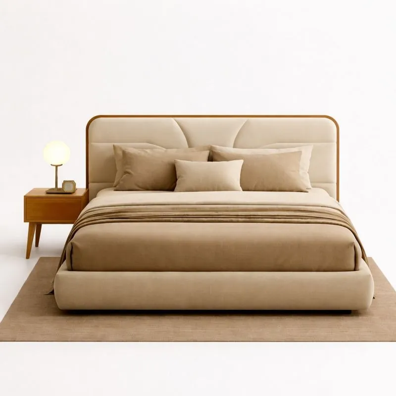 Double Bed Upholstered - MODEL (No Storage, King Size  78" x 72", NR/Brisbane [ Brisbane 701 ])