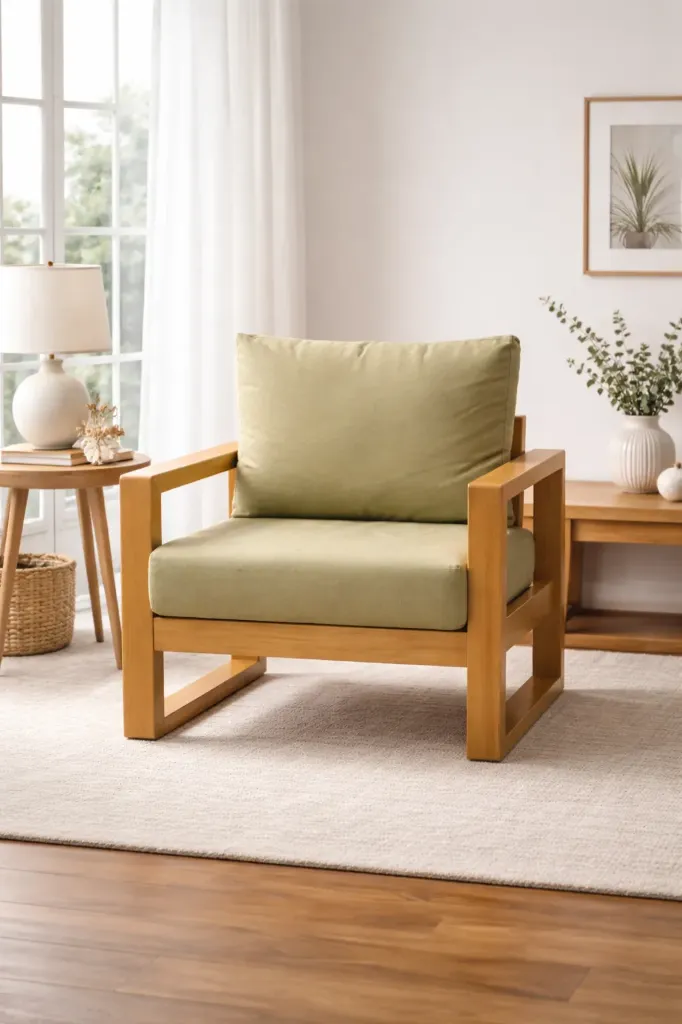 Arm Chair Pine - PEACE (Teak, NT01 - Natural, NR/Bailey [ Bailey 701 ])