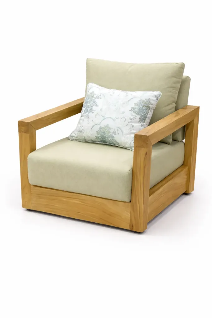 Single Seater Sofa Teak - SMOOTH (NT01 - Natural, NR/Bailey [ Bailey 701 ])