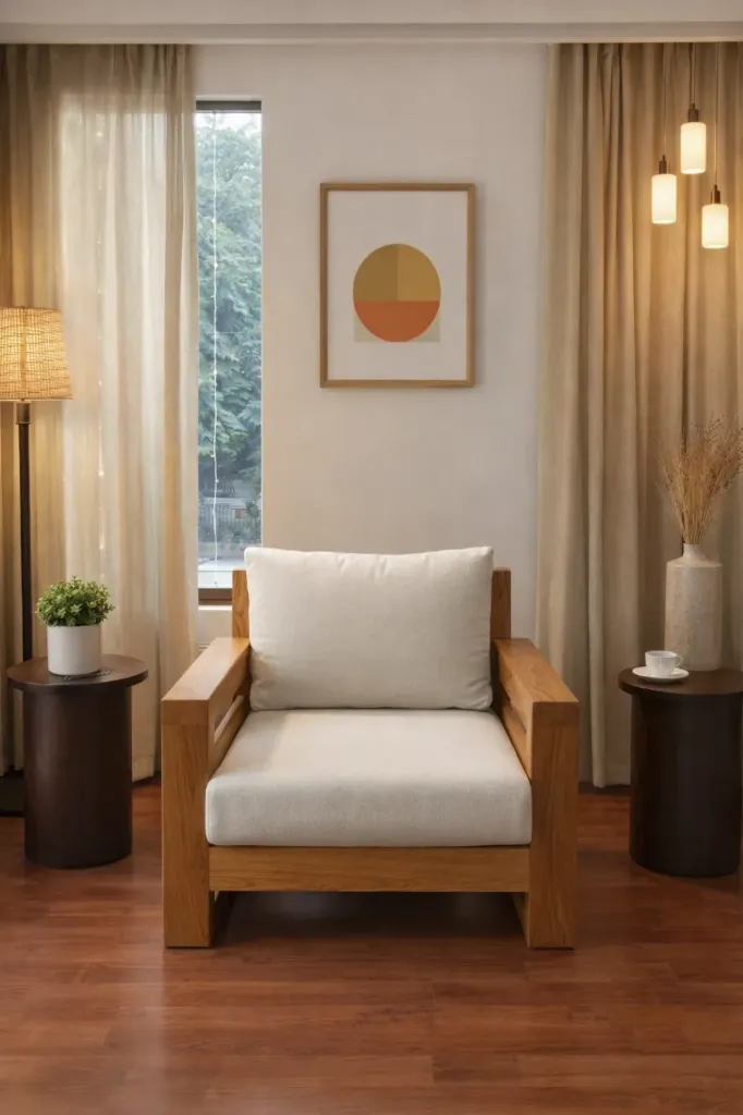 Single Seater Sofa - ELEGANT (NT01 - Natural, NR/Bailey [ Bailey 701 ])