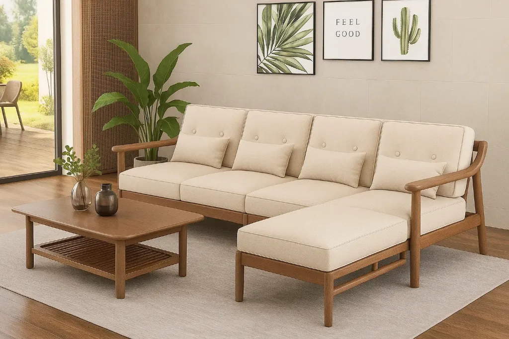 Sofa L Shape - MERRILUX (NT01 - Natural, NR/Bailey [ Bailey 701 ])