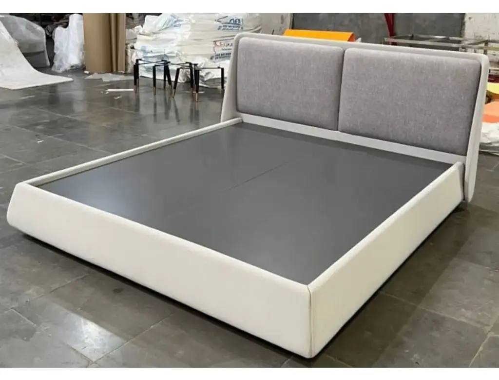 Double Bed Upholstered - SASSY (No Storage, King Size  78" x 72", NR/Bailey [ Bailey 701 ])