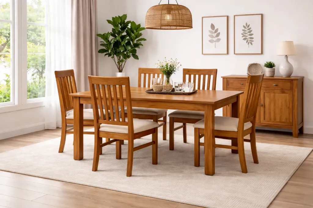 Dining Table 6 STR - PURE (Teak, NR/Brisbane [ Brisbane 701 ])