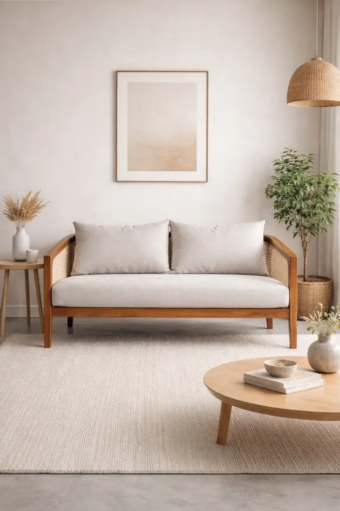 Two Seater Sofa -SUNNYRO (NT01 - Natural, NR/Bailey [ Bailey 701 ])