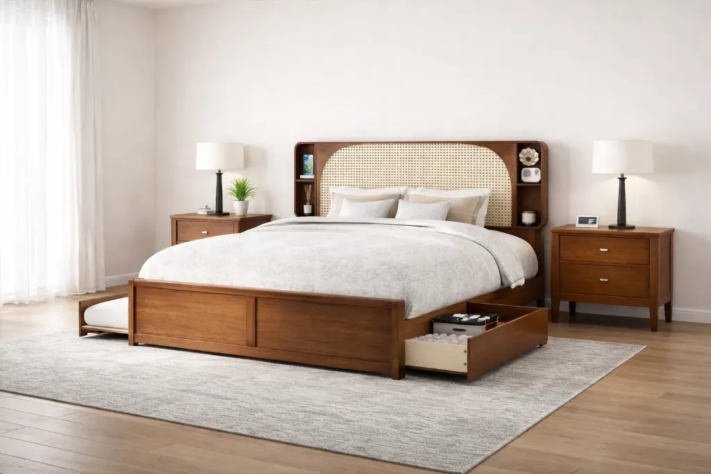 Double Bed - JOYREST (NT01 - Natural, No Storage, King Size  78" x 72")