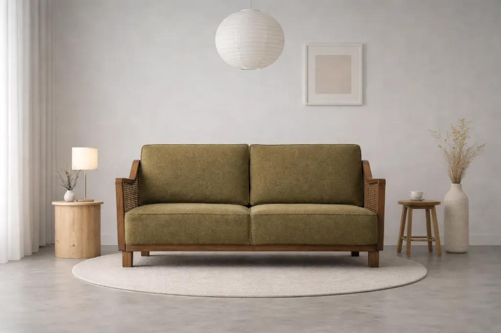 Two Seater Sofa -JUBILIA (NT01 - Natural, 44 Inches Seating, NR/Bailey [ Bailey 701 ])