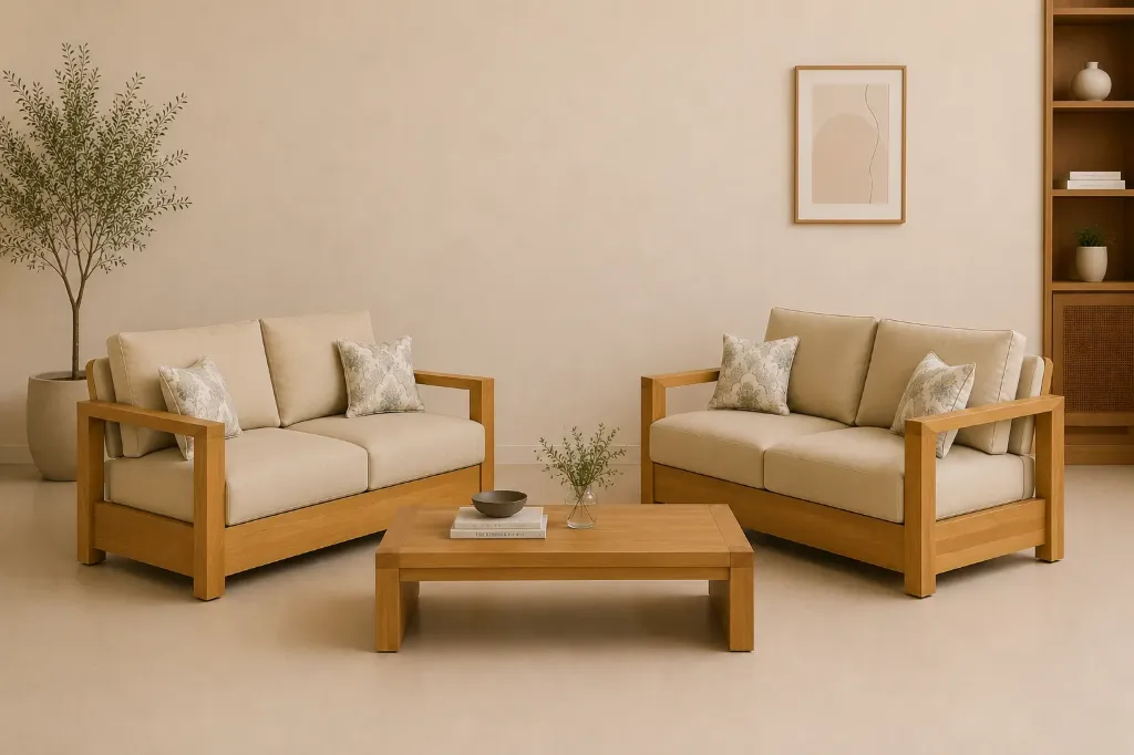 Sofa Set[2+2] - SMOOTH (NT01 - Natural, NR/Bailey [ Bailey 701 ])