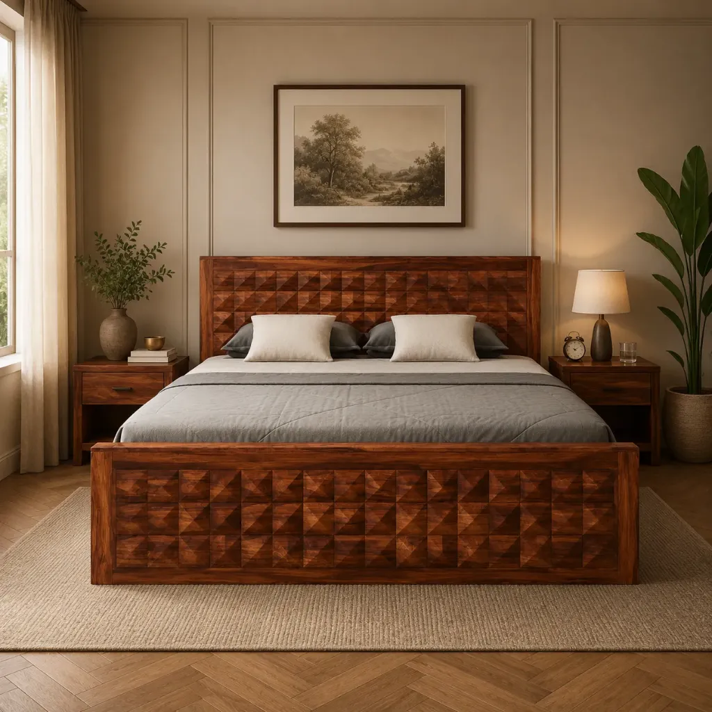 Double Bed - Diamond (NT01 - Natural, Top Storage - Manual Lift, King Size  78" x 72")